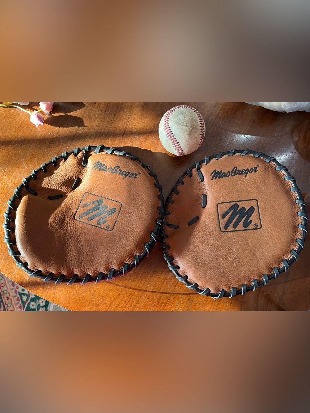 Pair of MacGregor Infield Pancake Training Gloves Baseball Fielding Mitts